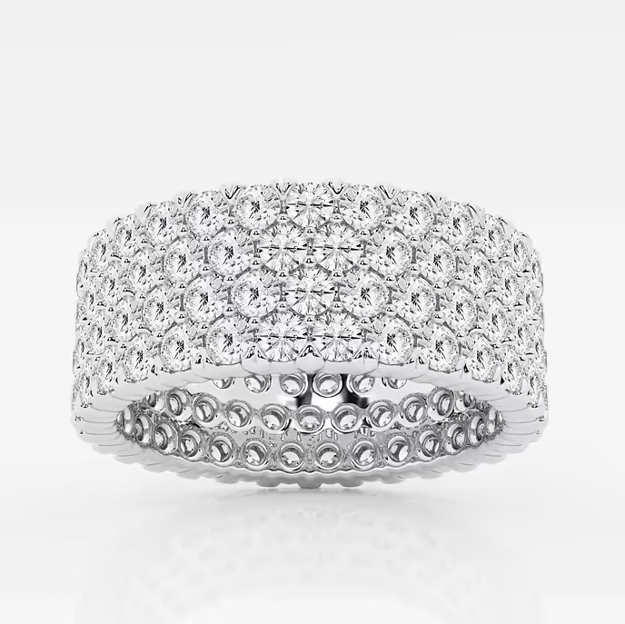 14K White Gold Round Diamond Flooded Ring