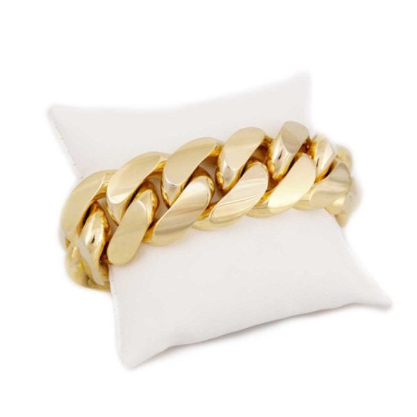 20 MM Cuban Link Bracelet  (14K Gold Over 999 Silver)