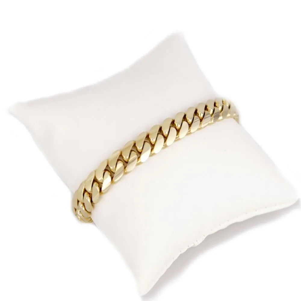 10 MM Cuban Link Bracelet (14K Gold Over 999 Silver)