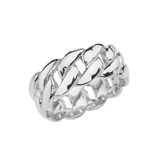 Men's Solid Sterling Silver Cuban Link Ring – Premium Luxury Jewelry for Classic Elegance